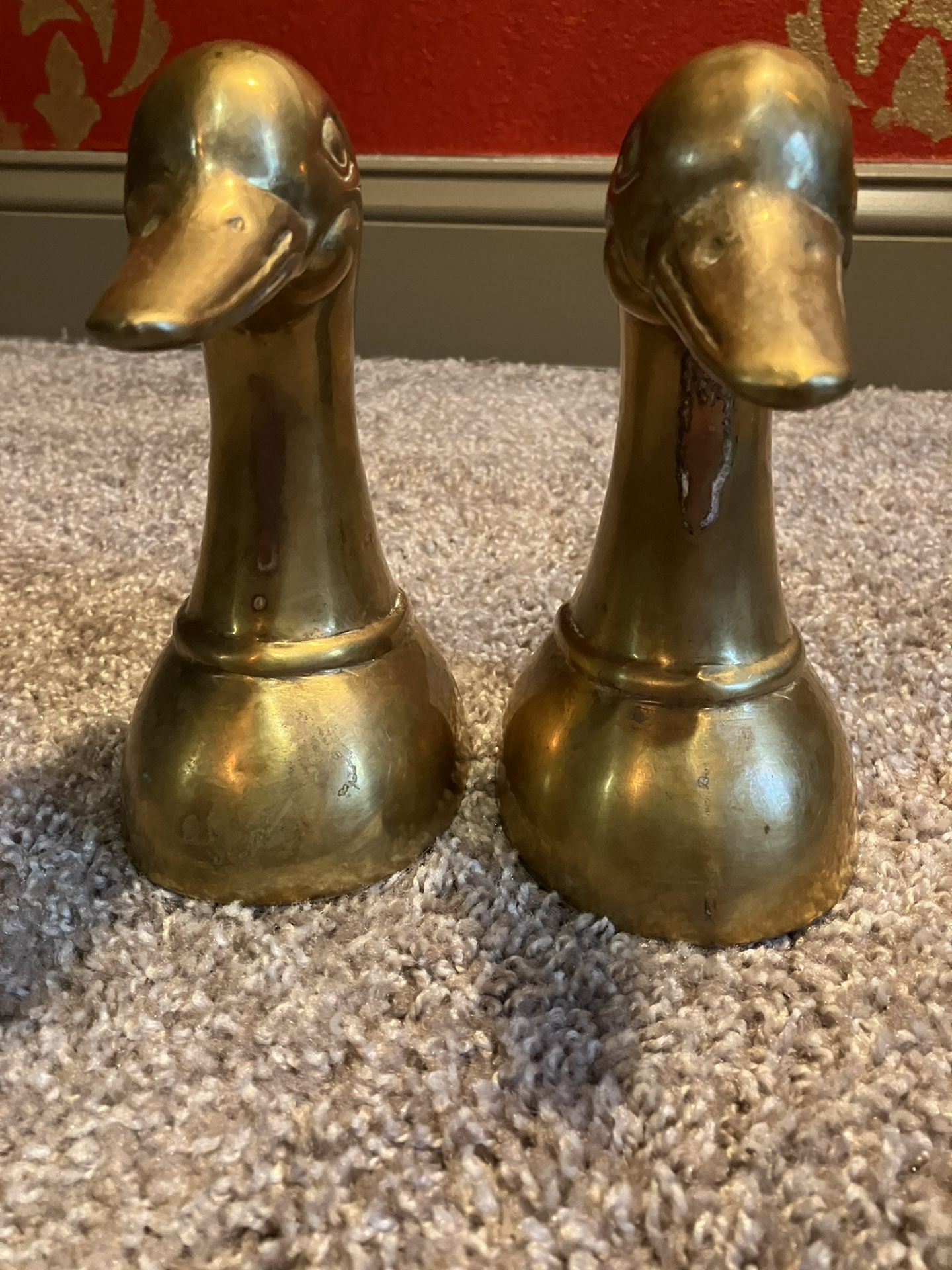 Vintage Brass Duck Bookends 