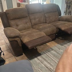 Leather Reclining Couch (free lamp included)