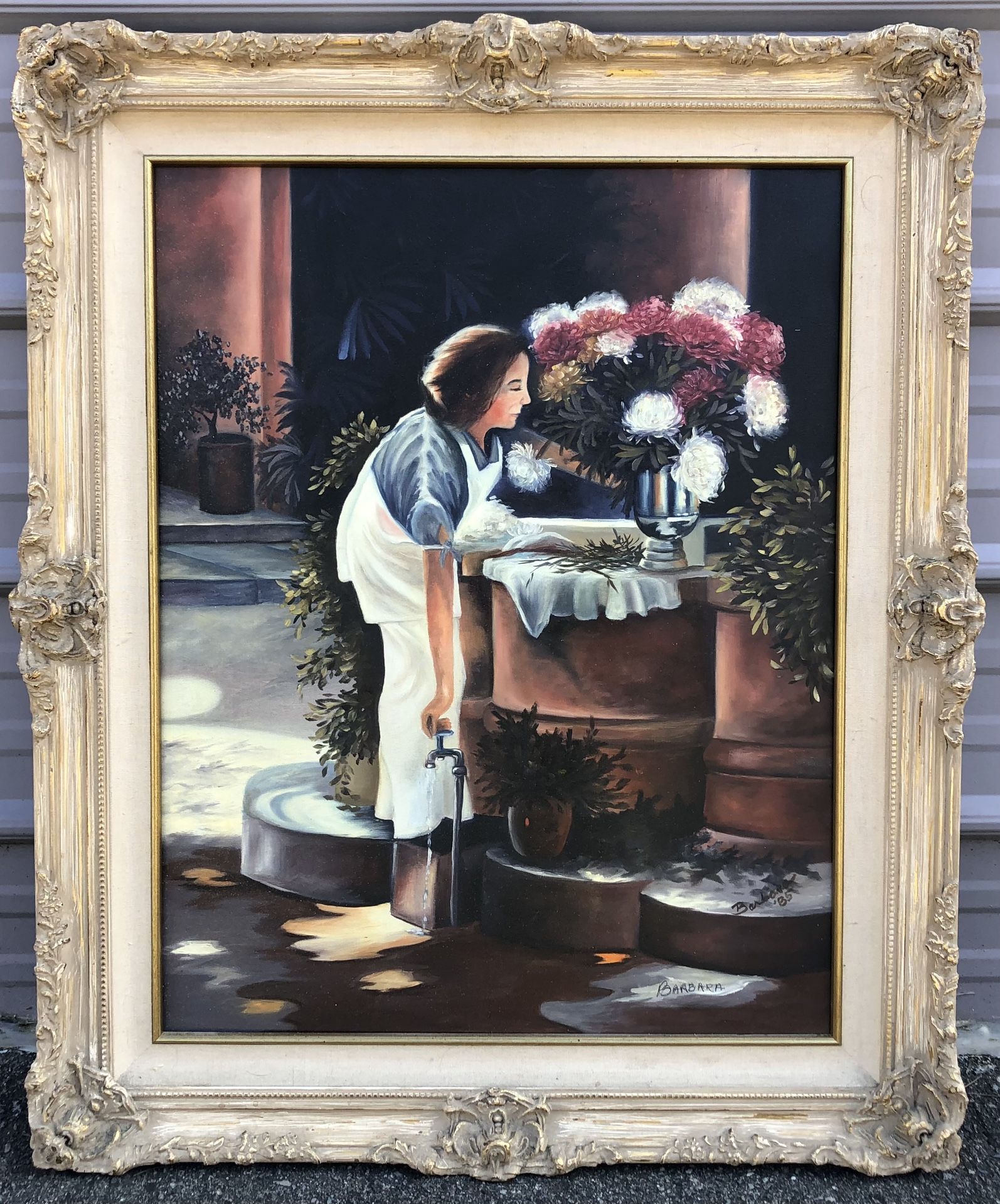 Vintage Original Oil Painting Signed 1985 Framed on Canvas 35x29”The Painting Is Signed Barbara, Last Name McCown, Myrtle Beach and Originally From Ca