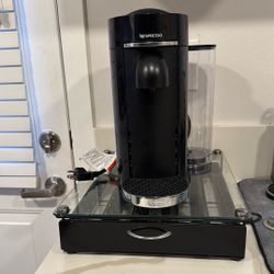 Black Nespresso Machine with Pod Holder