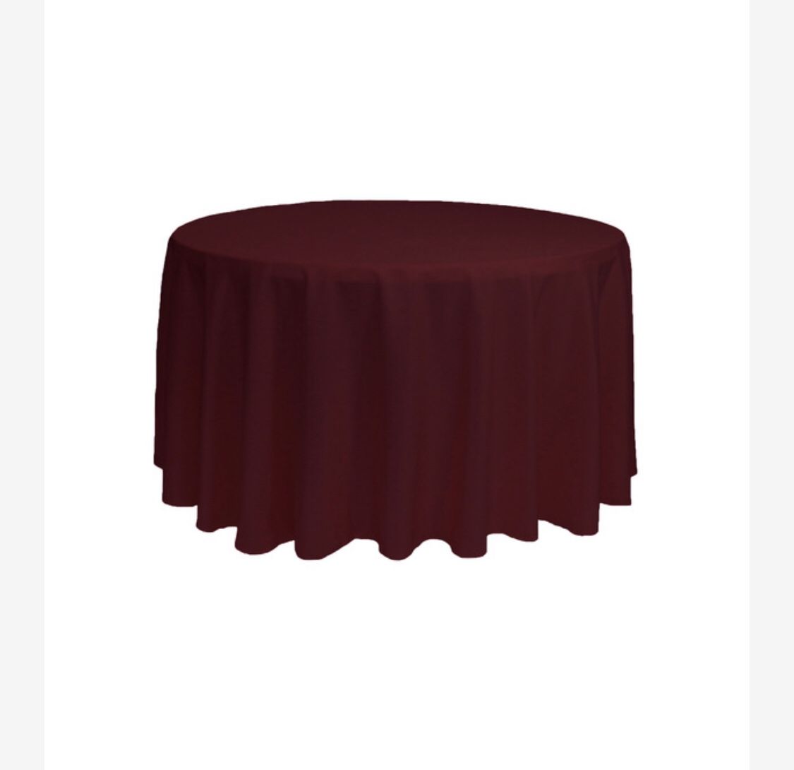 Burgundy Round 120” Tablecloths 10 Lot 