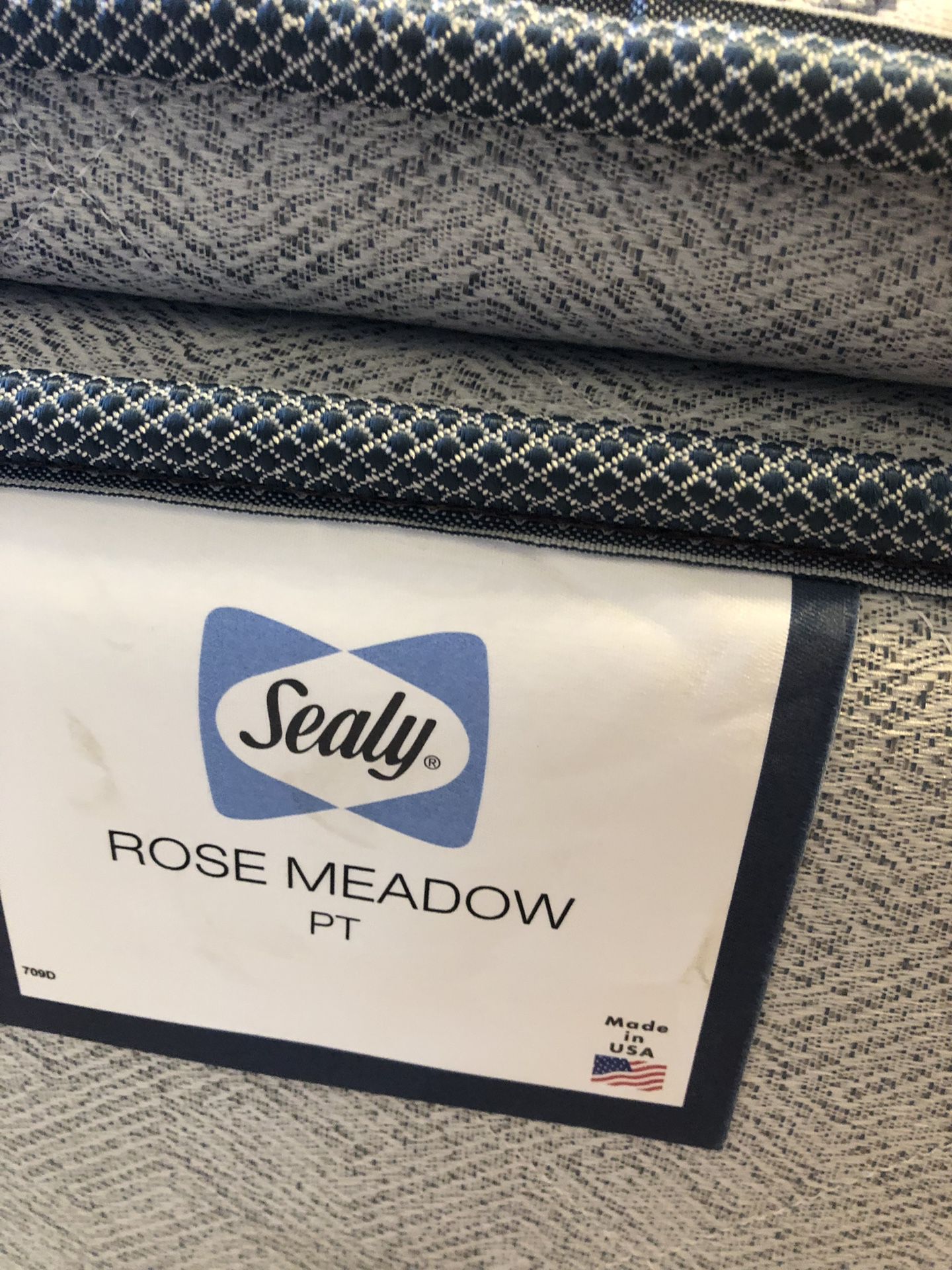 Sealy mattress, mattress pad, bed frame, and headboard for sale