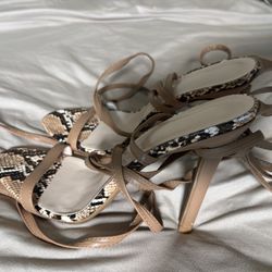 Snakeskin Women Heels Sandals Size 10