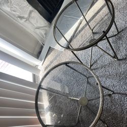 2 Round Gold side tables 