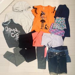 Girls Clothes Lot - Bundle Of Capris Leggings Shorts Skirts Shirts Hoodie / Hooded Sweatshirt & Cropped Jacket