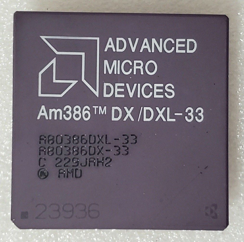 AMD Am386 DX/DXL-33 Vintage CPU 33Mhz Processor A80386DXL-33 Cermic Gold Plated