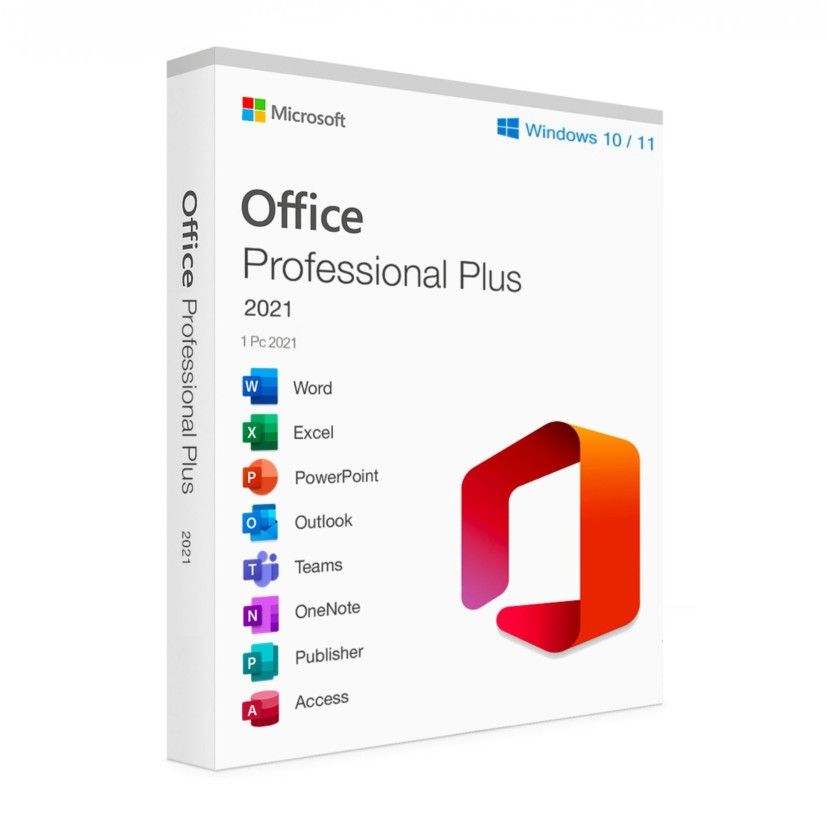 Microsoft Office Professional Plus 2021 - Word, Excel, Inc. Genuine Microsoft License Key