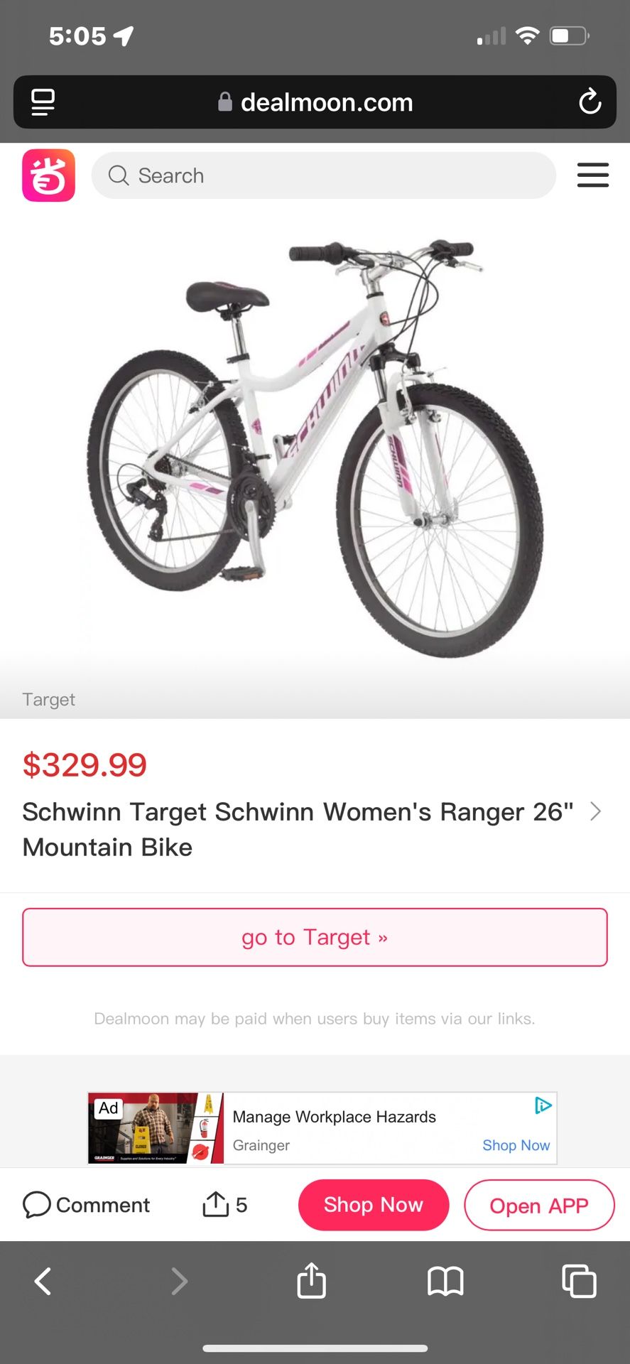 Women’s 26” Schwinn Ranger Mountain Pro Bike Off Road Tires 21-Speed Bicycle