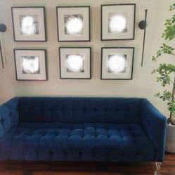 Modern Navy Blue Tufted Sofa