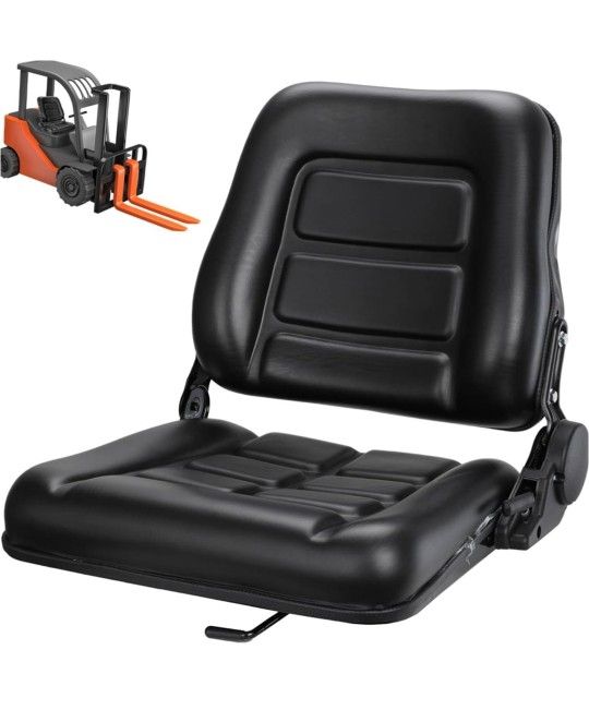 Universal Forklift Seat, Fold Down Forklift Seat with Adjustable Angle Backrest, Comfortable Leather Seat with High Resilience Sponge Filling, Seat fo