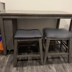 Grey Counter Height Dining With Shelves & 2 Stools $390  OBO