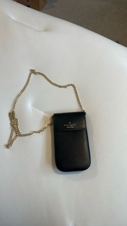 Kate Spade Black Leather Phone Purse with Gold Chain