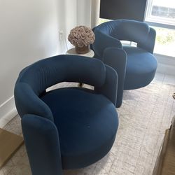 Suede blue accent chairs