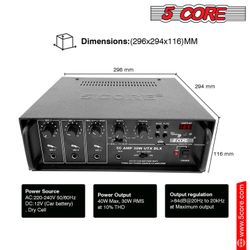 5Core Amplifier Stereo Receiver Home PA Speaker Microphone Amp Surround Audio Outdoor DJ Karaoke Power Amplificador De Sonido AMP 30W-UTX-DLX
