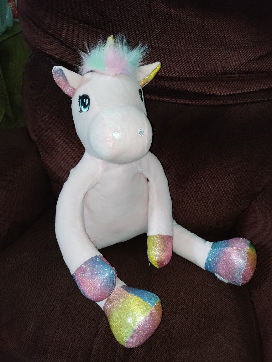 Stuffed Unicorn W/Velcro Hands and Feet! Like New! 