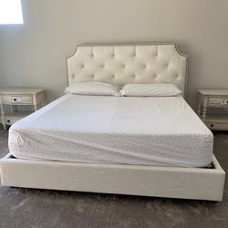 Reduced Price - Moving Sale - King Bed With Mattress  And  Night Stands 