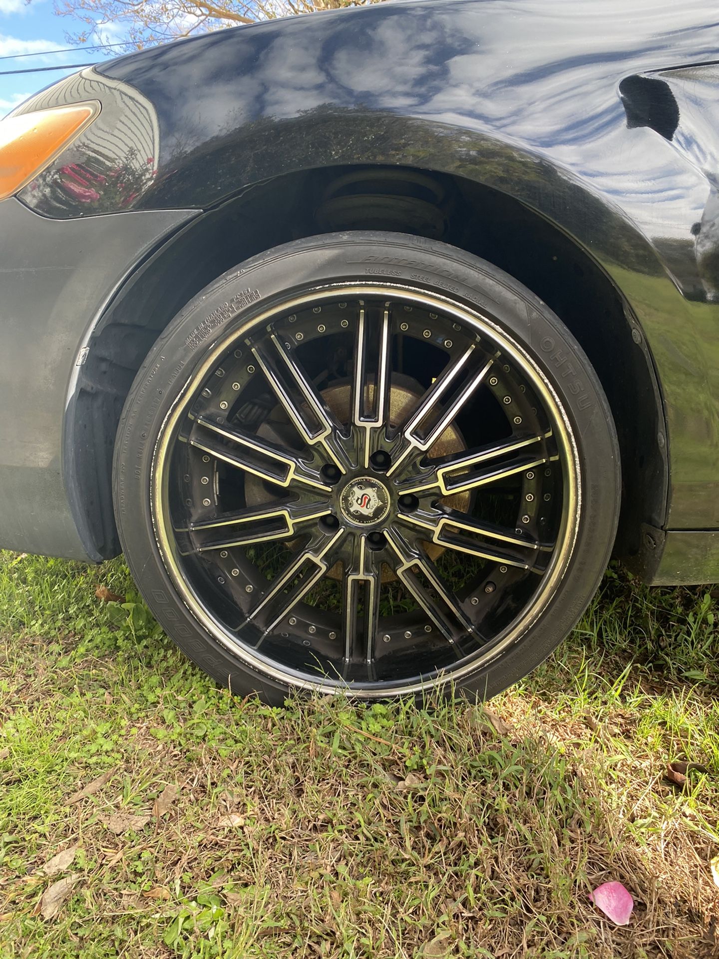 20 Inch Black And Chrome Rims With Tires