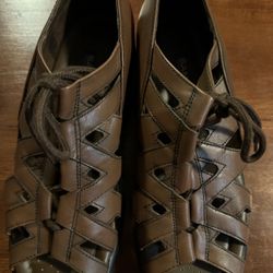 SANDLERS - of Boston - Women's Low Wedge Leather Sandals - Size 6 - New w/o Box