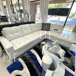 White Faux Leather Sofa Sectional 