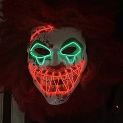 Mens Clown Halloween Costume (Light Up Mask)