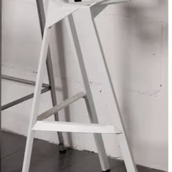 3 White metal Bar Stools. 