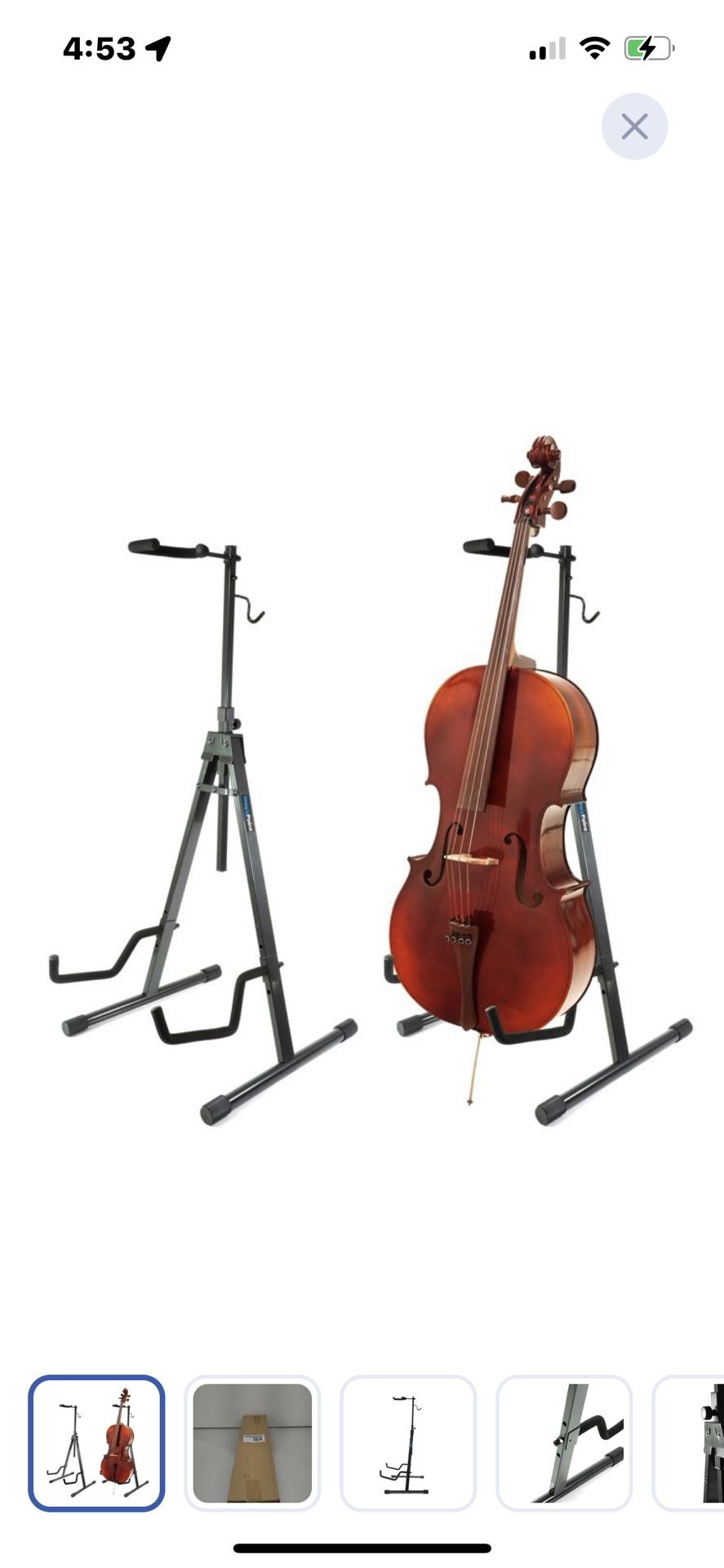 “New”Cello Guitar Stand(XL)foldable/Collapsable W/hook For Bow(retail$89)