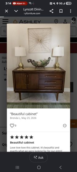 Lyncott Server Sideboard - Dining Room Storage/Media Center
*New - Delivery*