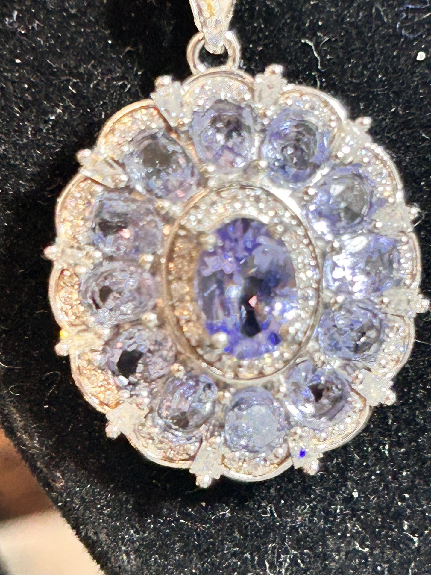 Genuine Tanzanite & Moissanite Necklace