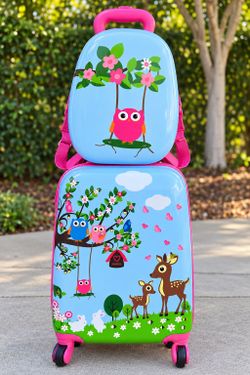 Adorable 2-Piece Kids’ Luggage Set – Rolling Suitcase & Matching Backpack
