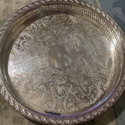 WM Rogers & Son Spring Flower Silver Plated Serving Tray