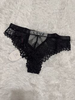 New Small Black Lace Rhinestone Panty Lingers 