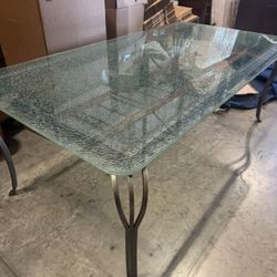  “Rare” Crackle Thick Acrylic Dining Table W/ Metal Legs - Amazing Condition- 44” x 84” - Originally $8900.   