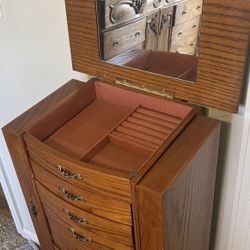 💎 Full-Sized Standing Wooden Jewelry Armoire - 40" Tall - Huge Storage!