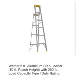 Werner 6 ft. Aluminum Step Ladder (10 ft. Reach Height) with 250 lb. Load Capacity Type I Duty Rating