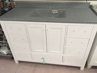 48 IN BATHROOM VANITY CABINET WITH COMPOSITE GRANITE SINK TOP COMBO
