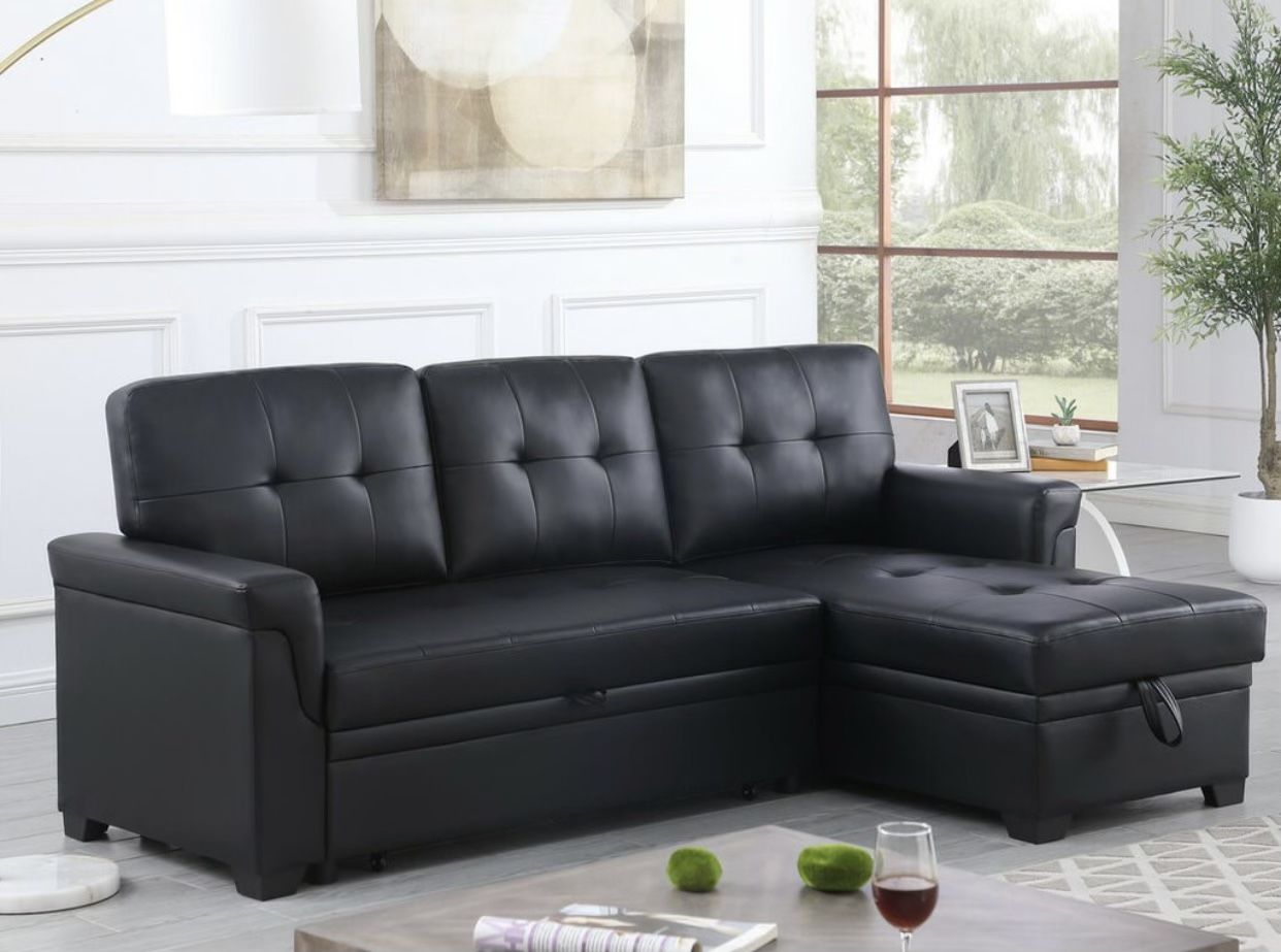 New! Reversible Sectional Sofa Sleeper With Storage Chaise