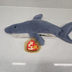 Ty Beanie Baby 1996 Crunch The Shark Plush Toy w/ Original Tag 