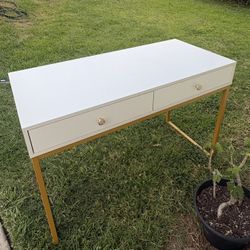White And Gold Vanity/ Desk 