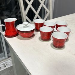 Block Bidasoa Creamer And Sugar Bowl And 6 Cups