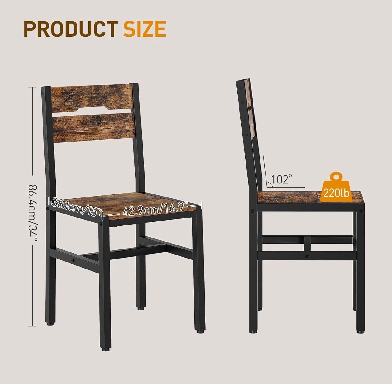 rustic brown dining chairs Set Of 4