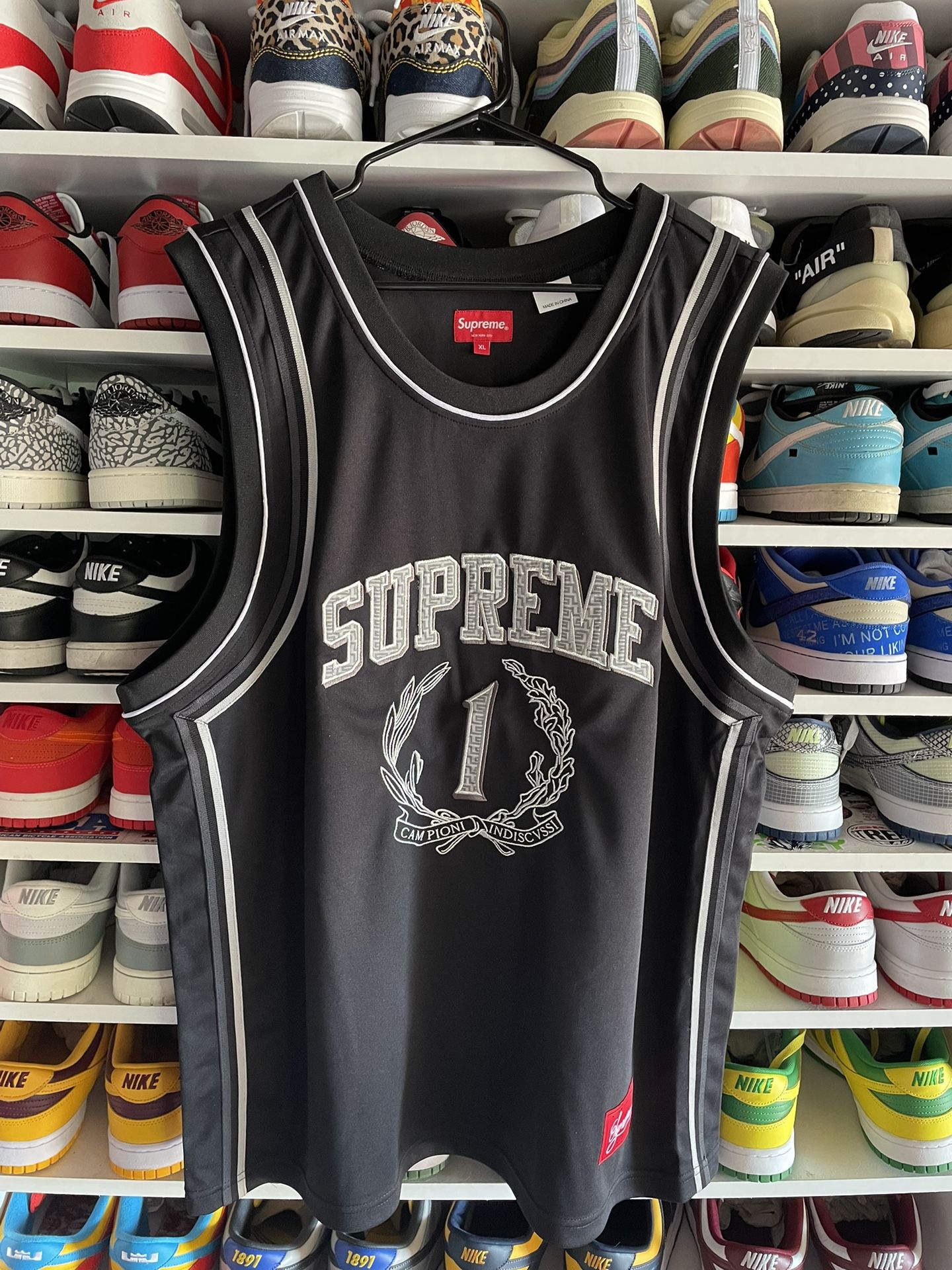 2023 New Supreme Campioni Basketball Jersey Black Mens Mitchell All Stitched