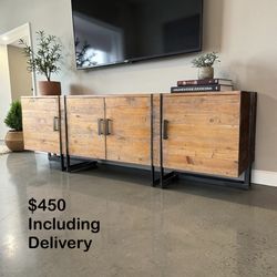 Rustic Wooden Industrial Media Console – Free Delivery 🚚 