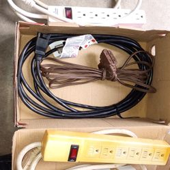 6 Plug Surge Protectors And 2 Small Extension Cords 