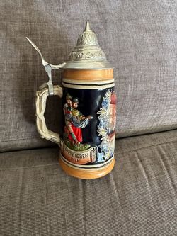Hofbräuhaus München Germany Lidded Beer Stein with Pewter Lid Breweriana
