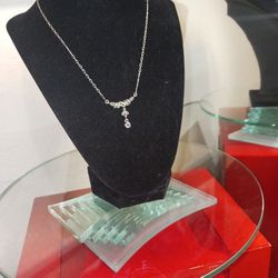 Authentic Sterling Silver ,Marcasite, And Dangling Amethyst Necklace (Stamped 925) 