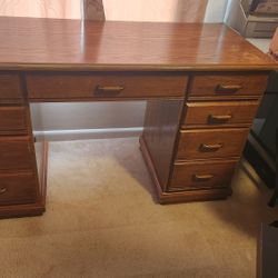 Solid Oak Executive Desk