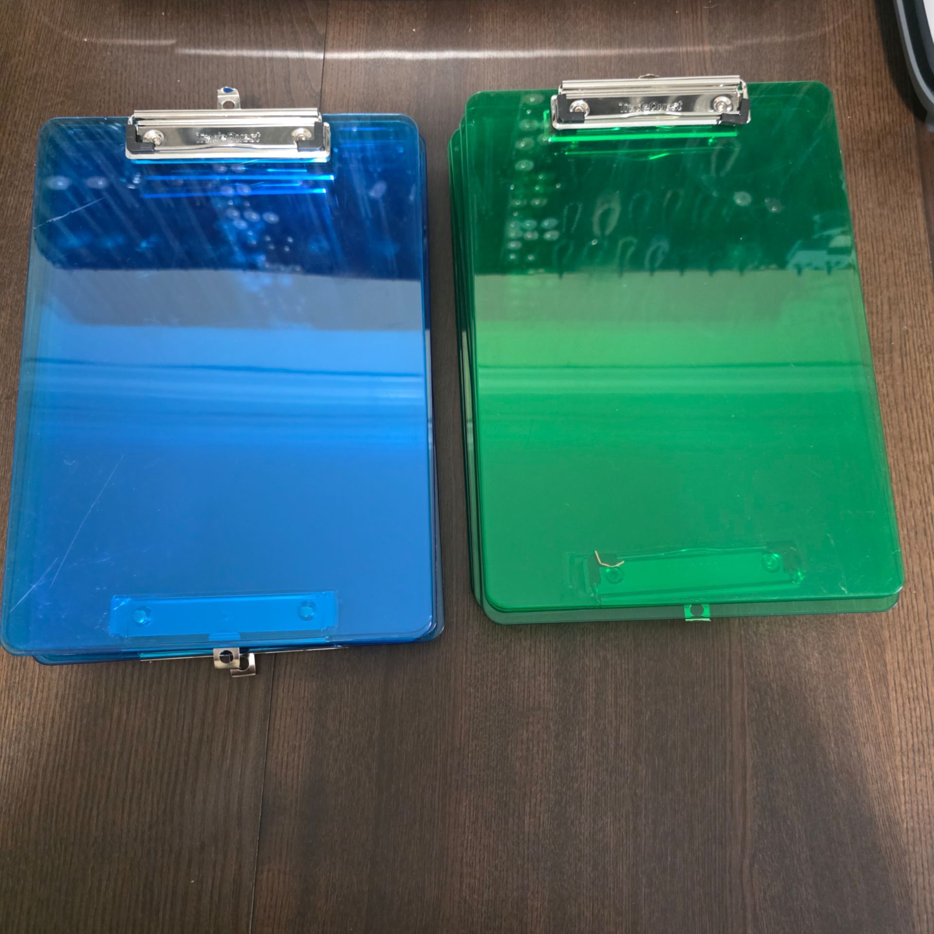 Lot of 12 TradeQuest Plastic Storage Clipboards Blue and Green