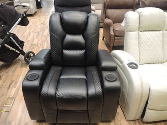 Leather Power Recliner — Synergy (Black)