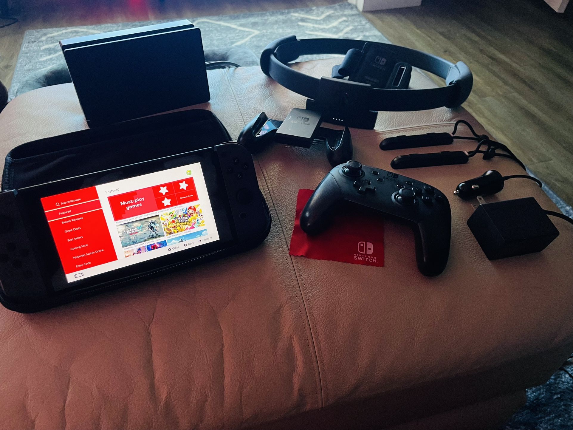 Nintendo Switch w/ Pro Controller, 256gb Samsung EVO, Ring Fit And More Beautiful Console