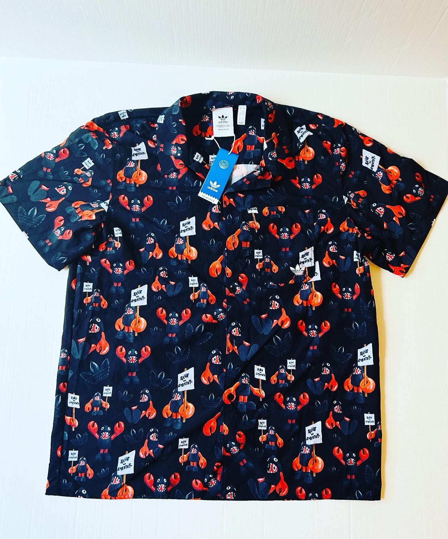 Adidas Philip Colbert Save The Lobsters Button Down Shirt Men’s Size L